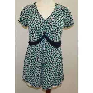 Motherhood Maternity Shirt Top Size Small V-Neck Short Sleeves Dots Green Blue